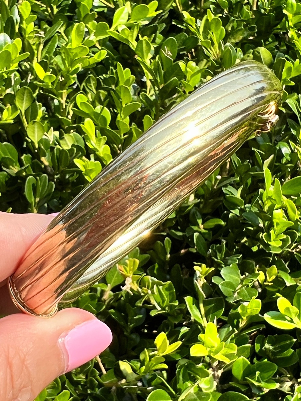 VINTAGE MADE IN ITALY HINGED WIDE BANGLE BRACELET GOLD WASH 925 STERLING SILVER